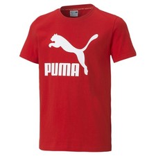 PUMA Classics Logo Crew Neck Short Sleeve T-Shirt Youth Boys Red Casual Tops 530