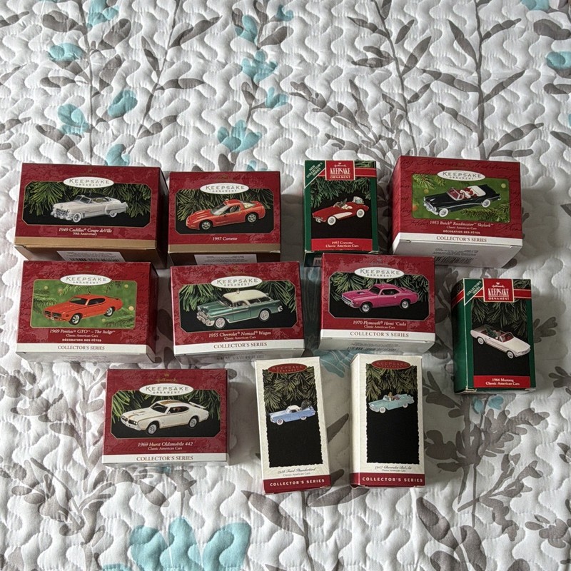 Hallmark Keepsake Classic American Cars Collector’s Series 11 Metal Ornaments.
