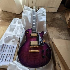 LP Custom Figured Purple Widow Electric Guitar Flame Maple Top Gold Hardware