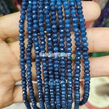 Blue Sapphire Rondelle Beads, Blue Sapphire Faceted Beads Necklace Gemstone Bead