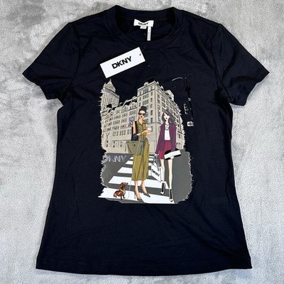 DKNY Women s Short Sleeve Graphic T-Shirt Size XXSmall Black