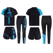Kids Boys Set 3Pcs Costume Short Sleeve Outfits With Shorts Printed Themed MMA