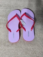 Women's Old Navy Flip Flops Pink with red Sandals Shoes Rubber Slip On Size 7