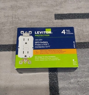 Leviton M22 GFNT1-4W 15A 125V GFCI Duplex Wall Outlet (4-Pack) White - NEW H1