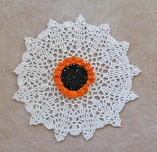 Fall Décor Sunflower Crochet Lace Doily Table Mat, Halloween Decoration 8 Inch