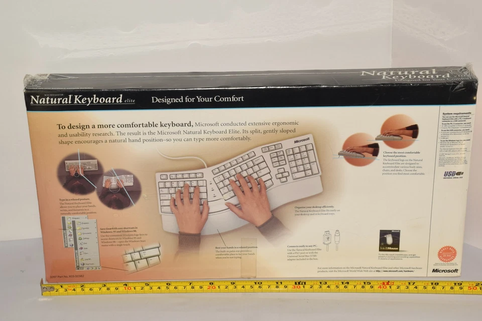 New Microsoft Natural Keyboard Elite PS/2 USB Ergonomic Split Keyboard 286-00082 - Image 2 of 4