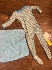 ORGANIC KICKEE PANTS Blue ANTS Sleeper NWT CAMPANELLI Soft Plush Lovey