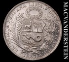 Peru: 1887 TF One Silver Sol - Choice Brilliant Uncirculated  Lustrous  #L7369 — photo 2