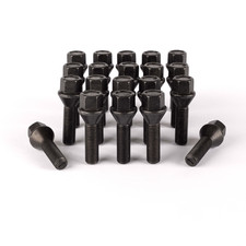 M12 x 1.5 Tapered 21mm-60mm Alloy Wheel Bolts, 17mm Hex For Pre 2012 BMW (Black)