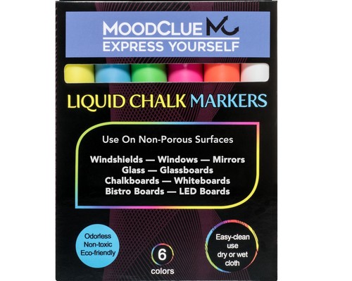 Liquid chalk markers washable, erasable, dry or wet erase. 6 neon markers for...