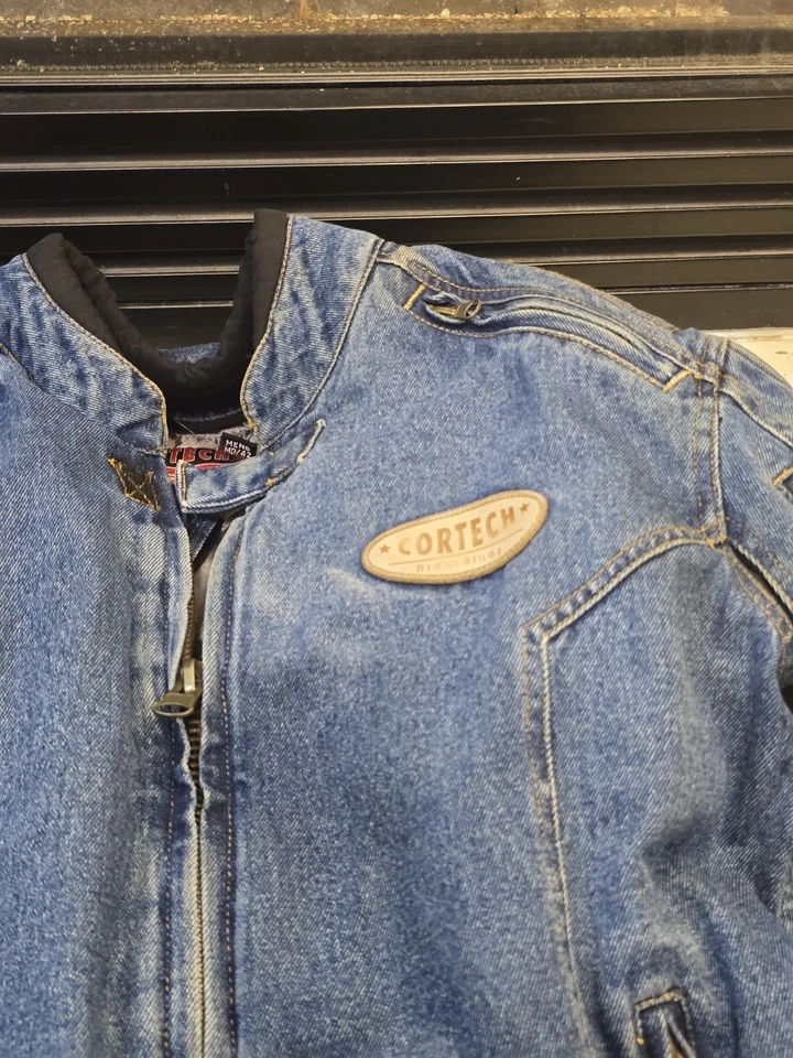 BALENCIAGA Style Denim armor biker jacket YEEZY DSX MOTORCYCLE moto zip up Sz 42 - Image 2 of 4