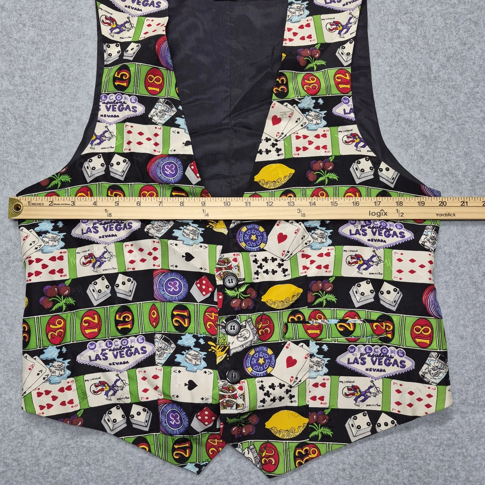 Vintage Nicole Miller Vest Mens Medium Multicolor Silk Las Vegas 1994 Casino - product detail image 6