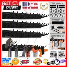 Effortless Garage Storage: 64-Inch Rack with 600LB Capacity & Adjustable Hooks