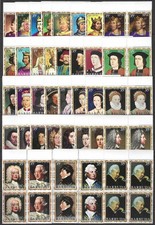 1970/71  Barbuda  Royals, complete set of 37 values in Blocks of 4 VF/MNH! LOOK!
