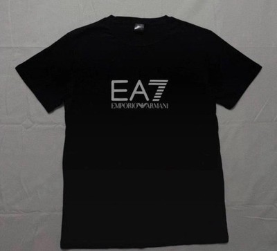 EA7 Emporio Armani Herren T-Shirt Schwarz Logo-Print Kurzarm Rundhals Gr. S -M