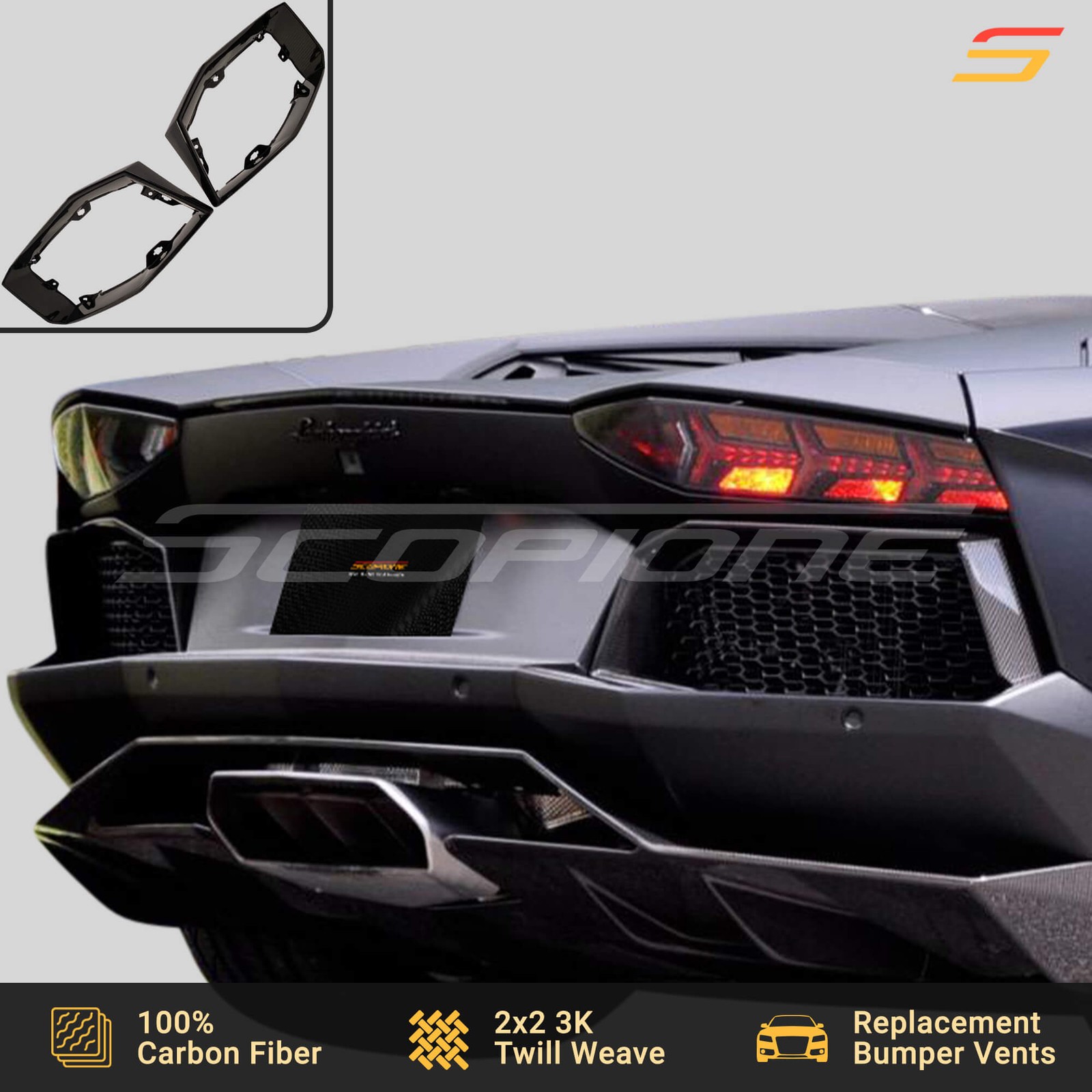 Scopione Carbon Rear Bumper Air Vents for Lamborghini 12-17 Aventador LP700-4
