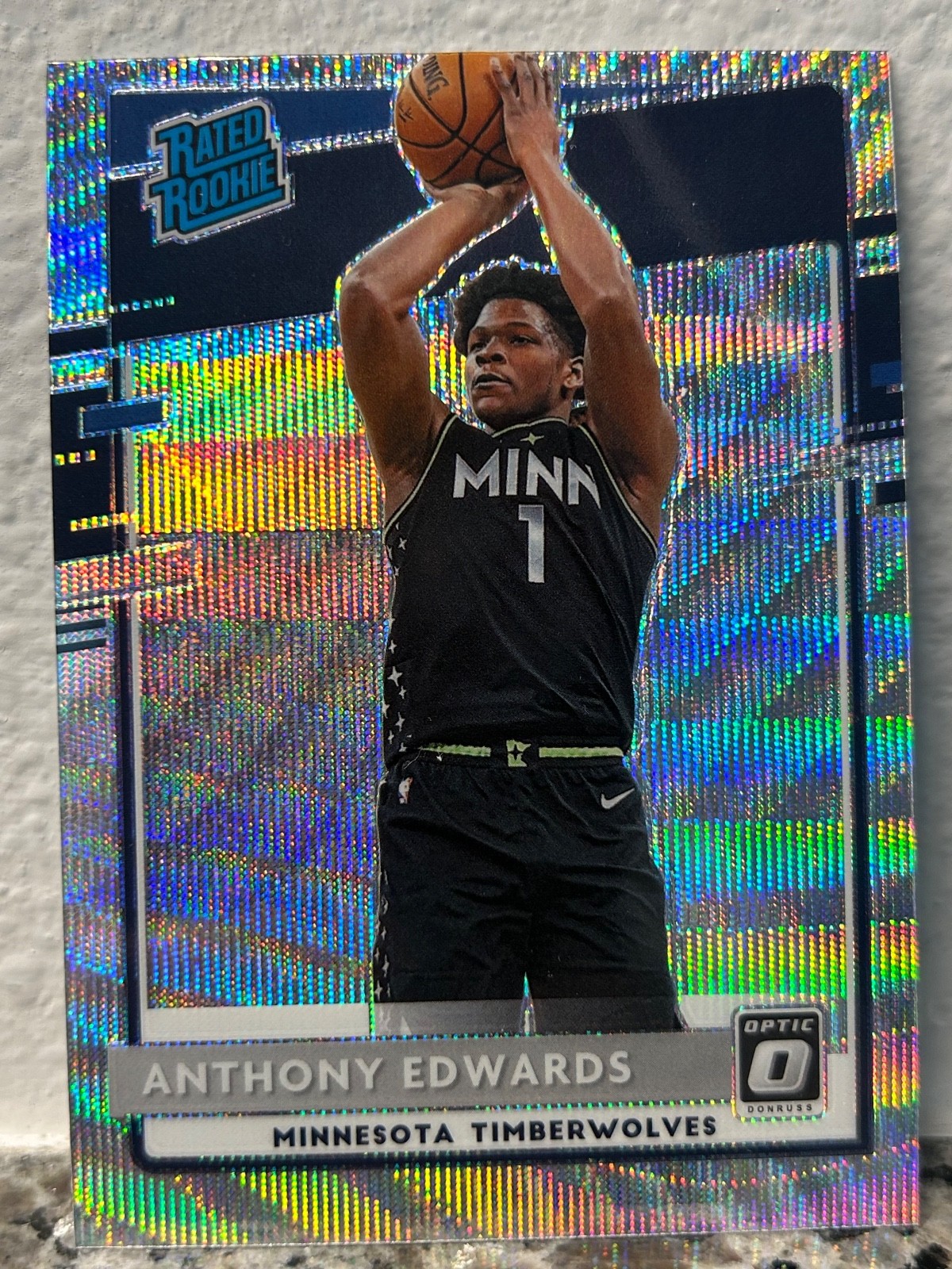 2020-21 Panini Donruss Optic Anthony Edwards SILVER WAVE ROOKIE PRIZM #151 RC SP