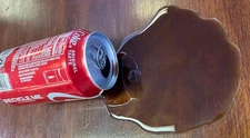 Spilled Cola Drink, Prank, Joke, Gag from Recycled Soda Cans
