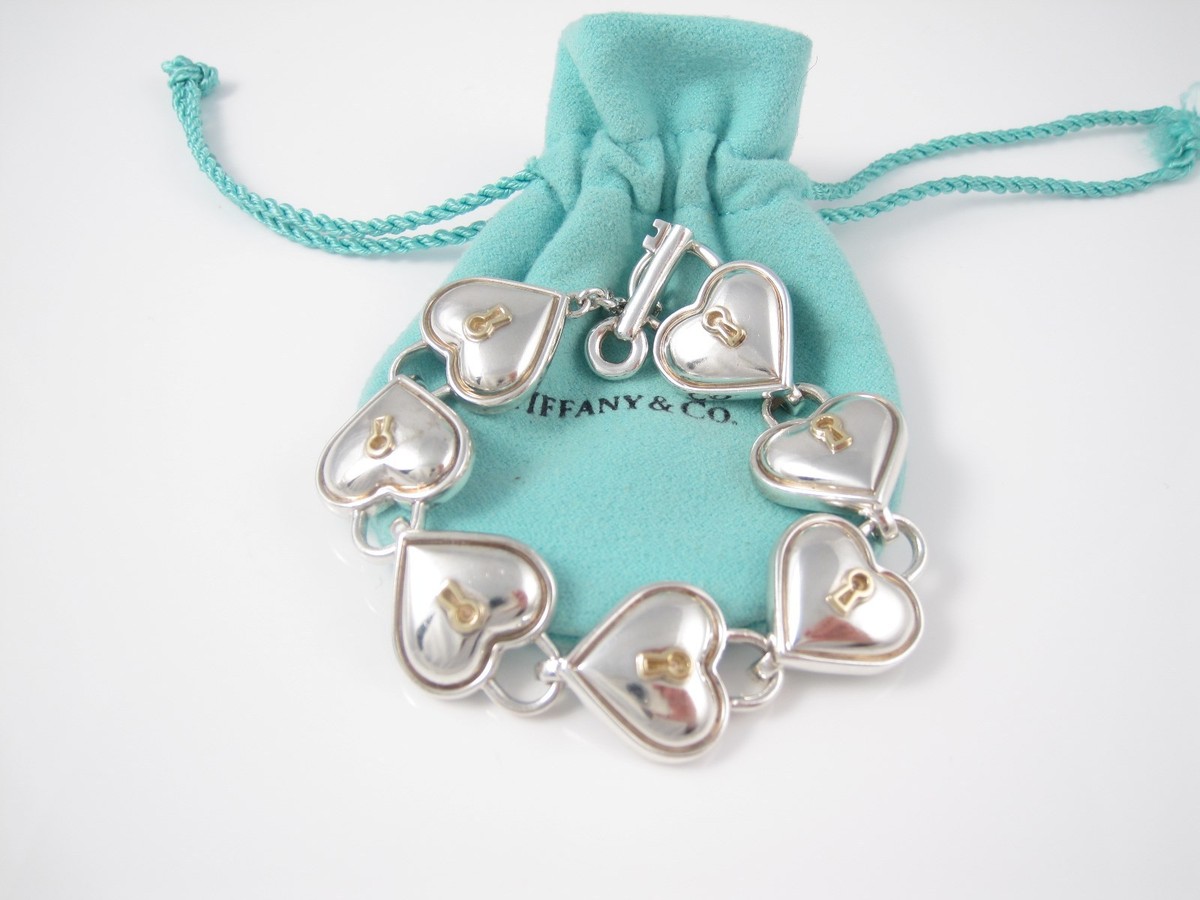 Tiffany & Co RARE VINTAGE Silver 18K Gold Heart Key Hole Tiffany & Co RARE VINTAGE Silver 18K Gold Heart Key Hole