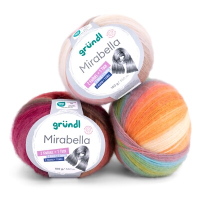 (49,90 /1 kg) 100g Gründl Mirabella Strickwolle Farbverlauf Garn Wolle Stricken