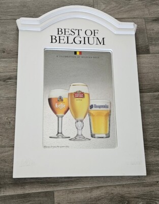 Stella Artois Best Of Belgium Beer Bar Mirror Wood & Glass Leffe Hoegaarden 