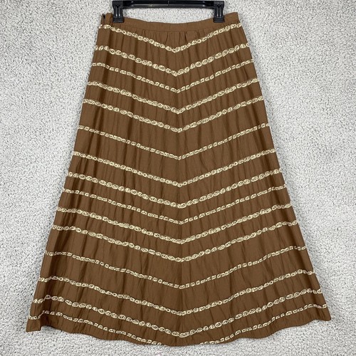 Maxi gonna lunga Talbot's donna 10 marrone misto cotone linea A festival hippie boho - Foto 7 di 12