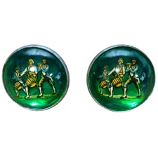 HA Chapman Horse Bridle Rosettes Revolutionary War Fife & Drum Set Vintage Green