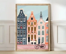 Amsterdam Print Amsterdam Illustration Amsterdam Travel Poster