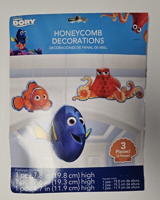 Disney Pixar Finding Nemo Dory Hank  3-PCS HONEYCOMB Party DECORATIONS New 