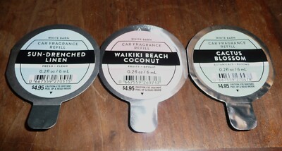 Lot 3 CACTUS BLOSSOM, SUN-DRENCHED LINEN, WAIKIKI COCONUT Car Fragrance Refills
