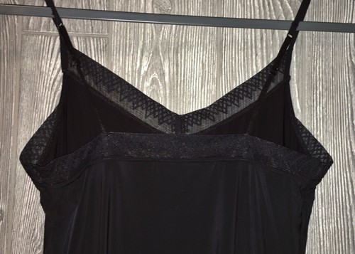 YUMMIE Sunny A Line BLACK Lace Trim Full Slip Above Knee Dress NEW Womens Sz S - Picture 5 of 7