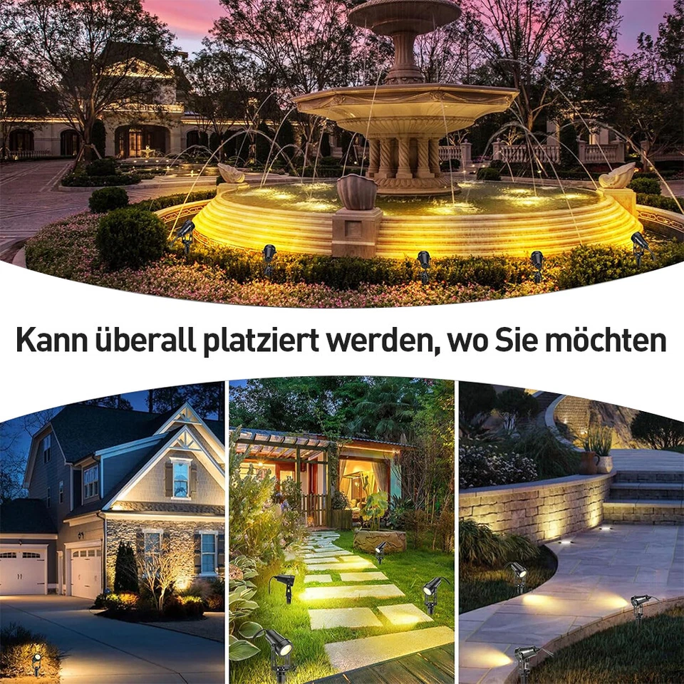 2/4STK Bodenleuchte Bodenstrahler LED 5W Außen-Beleuchtung IP65 Rund Beleuchtung - Bild 2 von 4