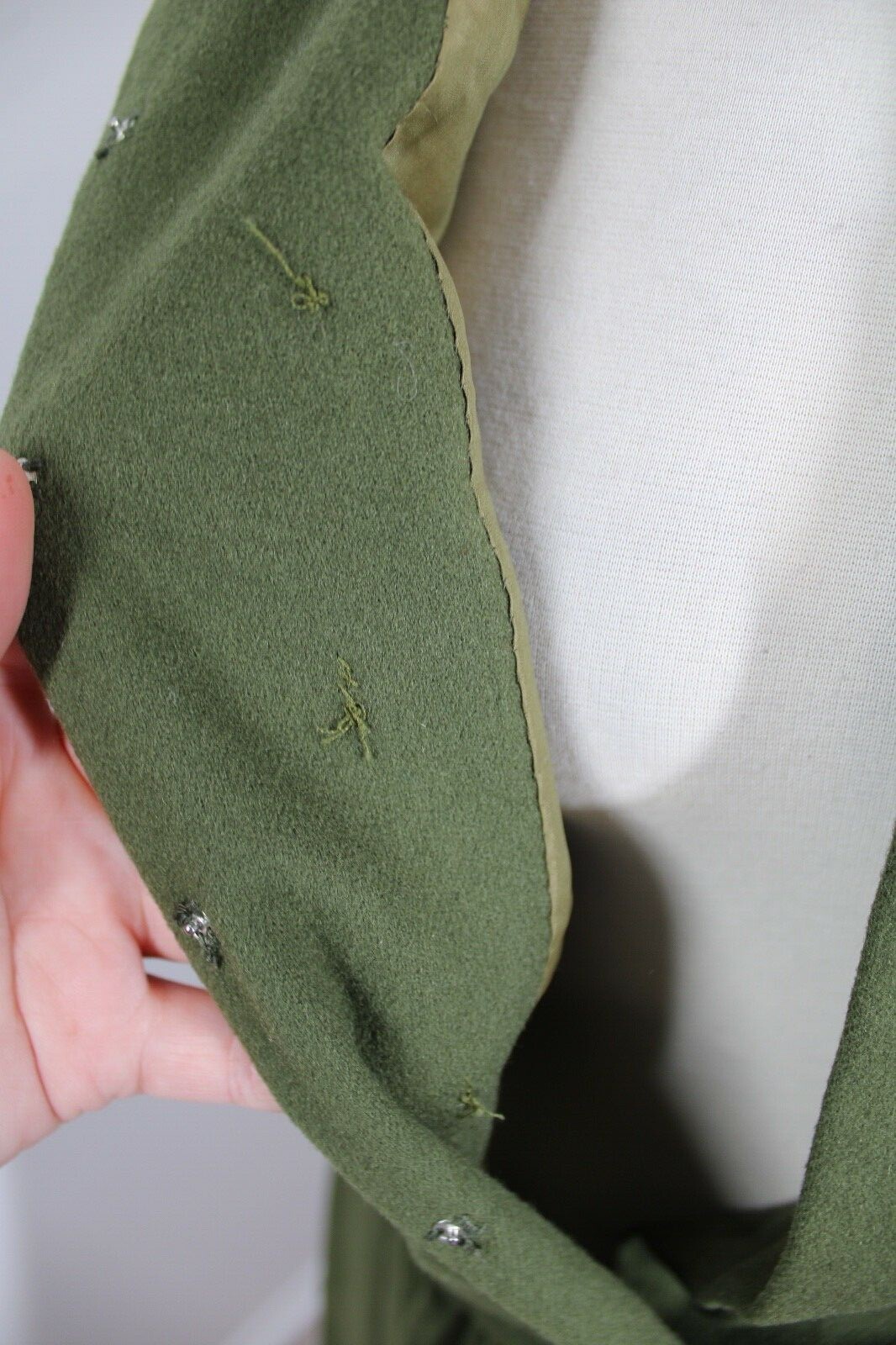 Vtg 30s/40s Hand Made Green Wool XS/S Sleeveless … - image 3