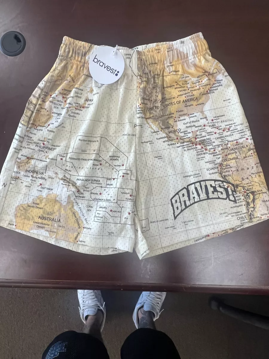 Bravest Studios Atlas Map Shorts Brand New 100% Authentic Size Large