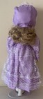 Unbranded Porcelain Collectible Doll with Stand Purple Dress and Bonnet — photo 3