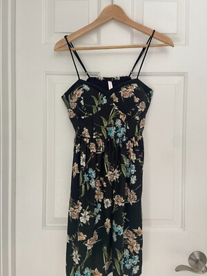 Xhilaration Women's Floral Black Dress Size S-Padded Cups and