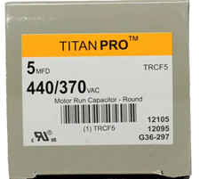 QTY:2 TitanPro TRCF5 HVAC Round Motor Run Capacitor 5 MFD/UF 440/370 Volts