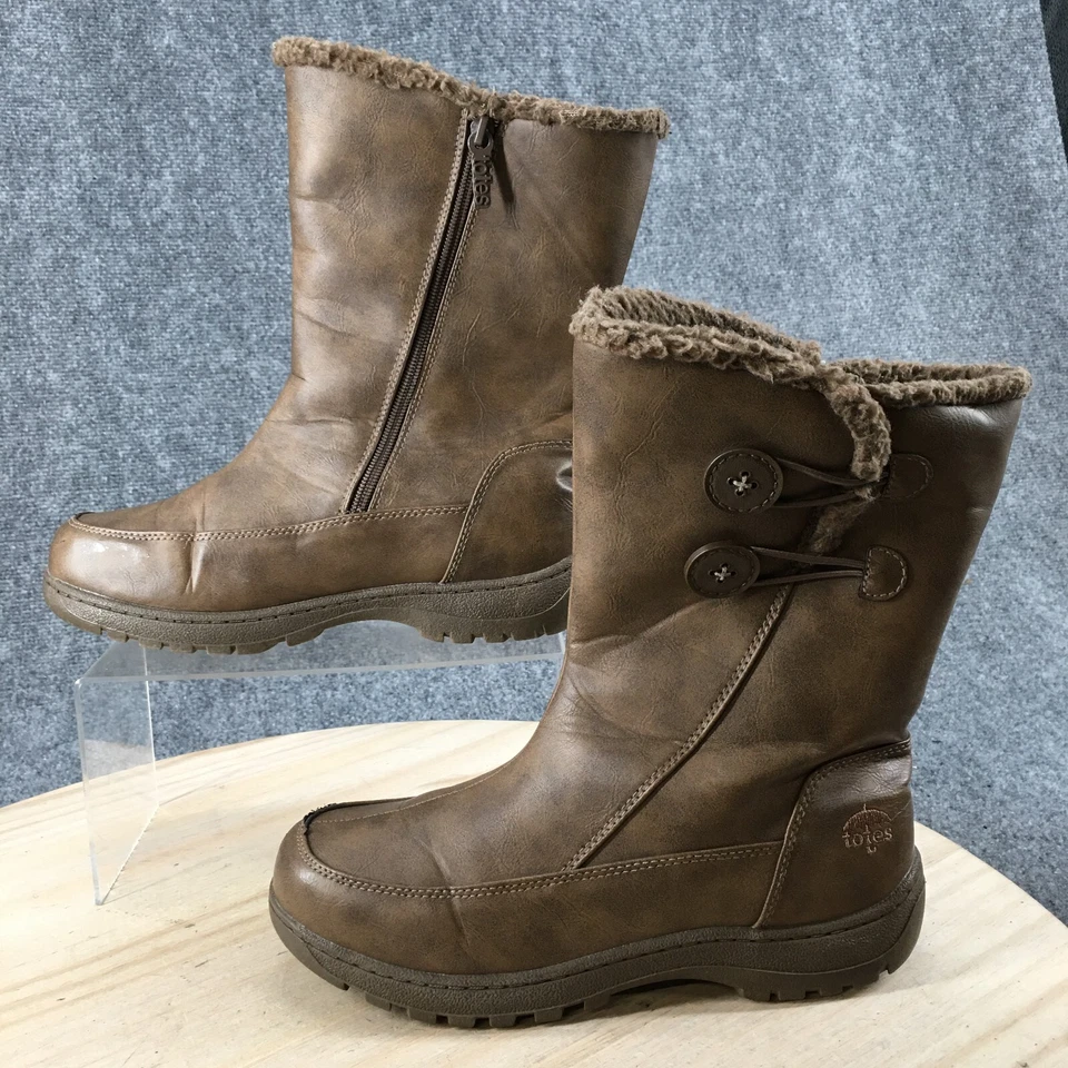 Botas Totes Mujer 8 M Nala Aisladas Cremallera Invierno Botas de Nieve Marrón Imitación Cuero Foto 2 de 4