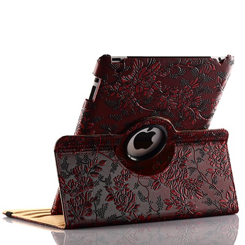 360 Folio Cuero En relieve Hoja Estuche Cubierta Soporte Para Mini 2, iPad 2 3 4, Air 1 2 - Imagen 12 de 13