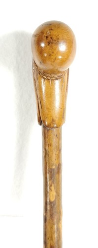 Antique Hand Carved Walking Stick Cane Magician Merlin Old Wise Man Glass Eyes - Picture 6 of 9