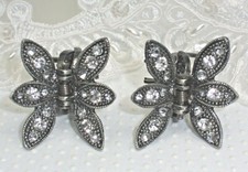Vintage Antiqued Clear Rhinestones Medium Clip Claw Hair Adornments