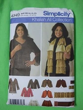 Simplicity Sewing Pattern 4349 Size BB Med - XXL UNCUT Khaliah Ali Jacket Wrap  
