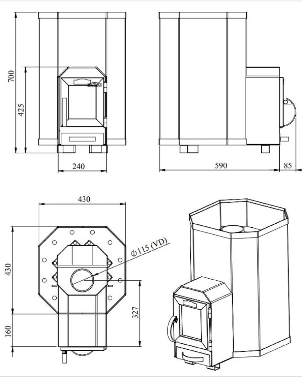 Sauna Wood Burning Stove Heater STOVEMAN 13-LS for Steam Room 6 - 13 m³  4742577002662 | eBay