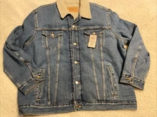 Levi Sherpa Lined Trucker Jacket Mens XXL XXLARGE SIGNATURE GOLD Button Up NWT