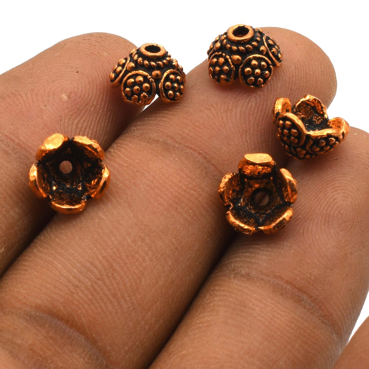 10 Pcs 9X5mm Flower Bali Bead Cap Antique Copper Jewelry Making 79
