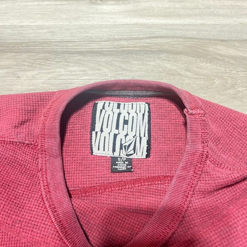 Volcom Shirt Mens Small Thermal Long Sleeve Red Embroidered Retro Base Layer - Picture 5 of 6
