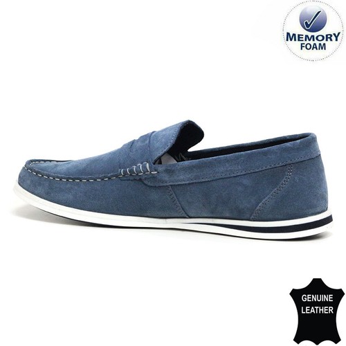 Mens Leather Slip On Walking Boat Deck Casual Driving Moccasin Loafer Shoes Size - Picture 18 of 24