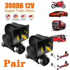2PCS Air Train Horn Kit for Truck Car Super Loud 300DB 12V Electric Trains Horns