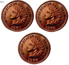 1897+1898+1899 Indian Head Penny Cent Lot ~ Borderline Uncirculated (AU++) Red — photo 1