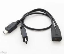 100pcs Micro 5pin USB Splitter Adapter Y Cable 1 Female to 2 Male Cable Cord